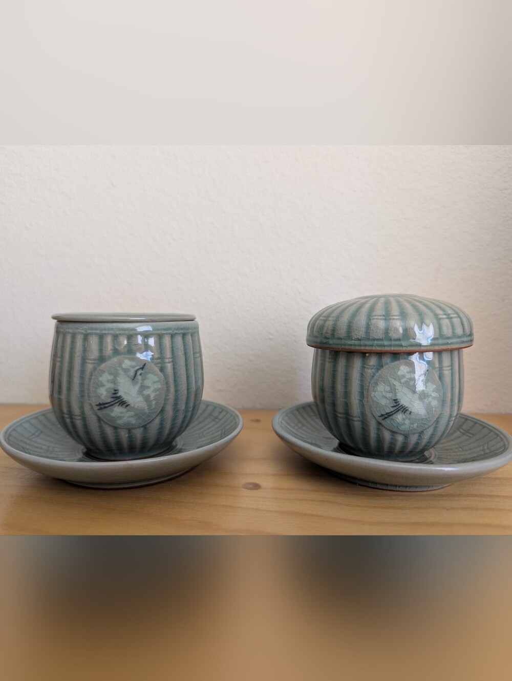 Vintage Celadon Crane Tea Infuser Set
